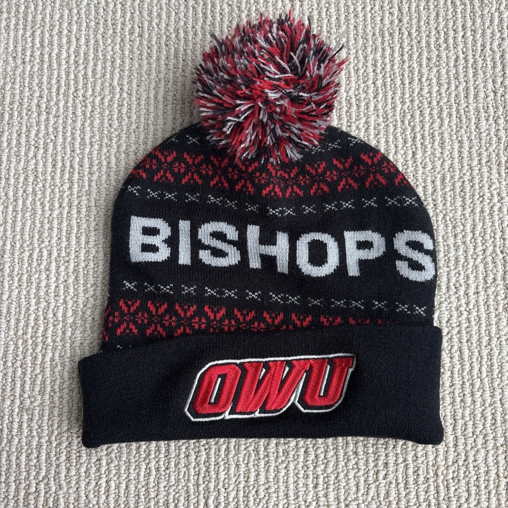 Bishops Ohio Wesleyan University OWU Pom Beanie Hat Cap Knit